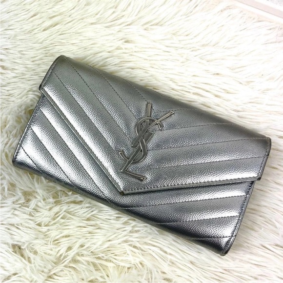 Saint Laurent Metallic Silver Wallet - Picture 2 of 12